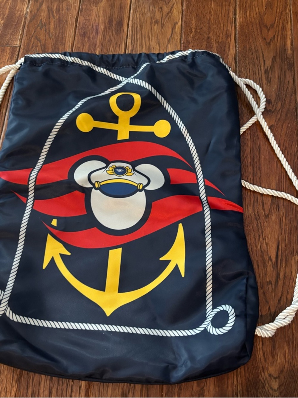Disney Cruise Bag Cinch Drawstring Rope Backpack Anchor Blue